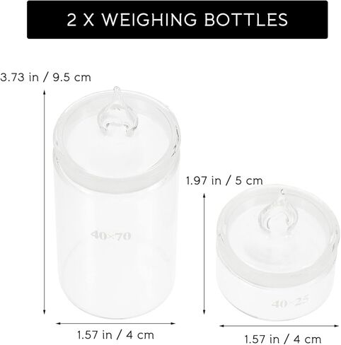 Baluue Weighing Bottles, Tall & Low Form, Clear Borosilicate Glass Bottles with Interchangeable Ground Stopper Lab Equipments Supply in Saudi Arabia