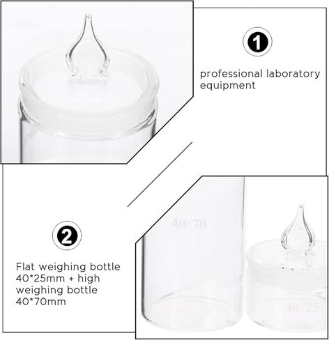 Baluue Weighing Bottles, Tall & Low Form, Clear Borosilicate Glass Bottles with Interchangeable Ground Stopper Lab Equipments Supply in Saudi Arabia