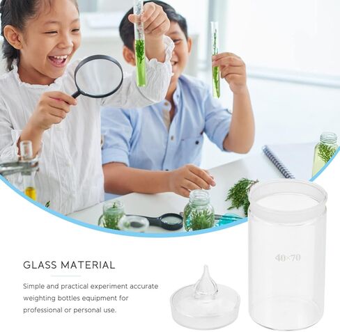 Baluue Weighing Bottles, Tall & Low Form, Clear Borosilicate Glass Bottles with Interchangeable Ground Stopper Lab Equipments Supply in Saudi Arabia