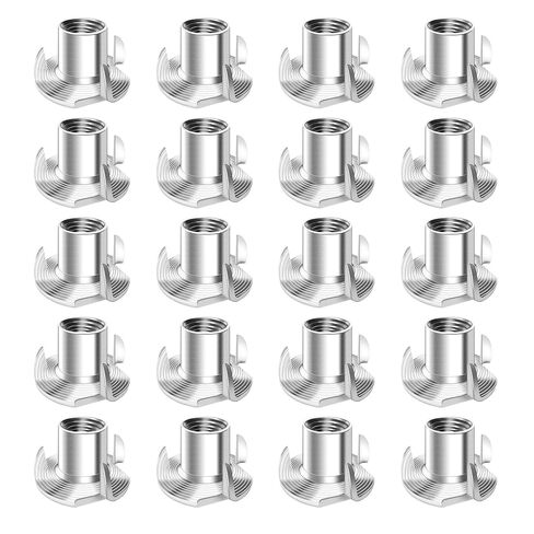 20pcs Four Pronged T-Nuts for Wood Furniture Assembly Heavy Duty Threaded Insert Nuts Secure Fastening Hardware in Saudi Arabia