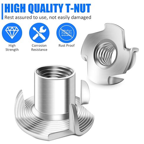 20pcs Four Pronged T-Nuts for Wood Furniture Assembly Heavy Duty Threaded Insert Nuts Secure Fastening Hardware in Saudi Arabia