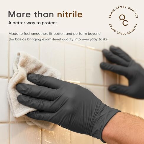 SUP Powder-Free Nitrile Exam Gloves, 100 Count, Food Safe Latex-Free Medical Non-Sterile Cooking Disposable Glove, Black in Saudi Arabia
