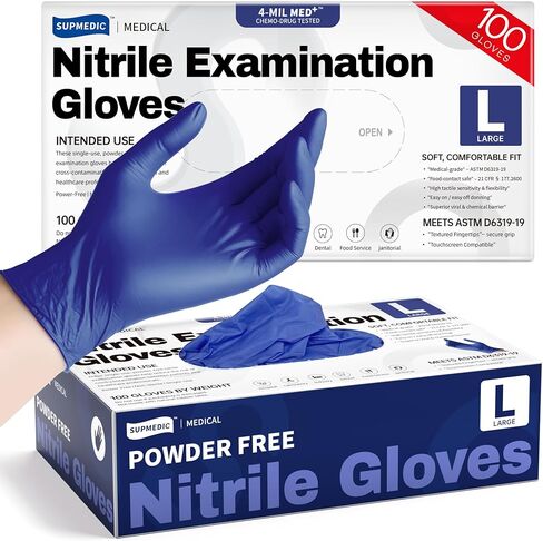 Nitrile Exam Gloves, 4 Mil 100 Pcs, Powder-Free Latex-Free Cooking Food-Safe Disposable Medical Gloves, Blue Violet in Kuwait