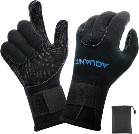Neoprene Gloves 3mm Scuba Diving Gloves with Waterproof Bag, Anti-Slip Warm Wetsuit Water Gloves with Adjustable Strap for Diving, Swimming, Sailing, Snorkeling and Surfing in Kuwait