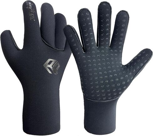 قفازات مياه من النيوبرين فائقة التمدد مقاس 5 مم - قفازات شتوية بخمسة أصابع للغوص والغطس وركوب الأمواج والتجديف بالكاياك والتجديف وصيد الأسماك بالرمح in Kuwait