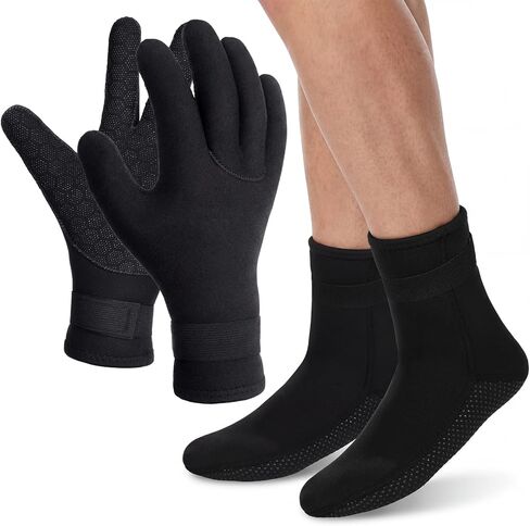 3mm Neoprene Gloves and Socks Diving Wetsuit Waterproof Thermal Gloves and Socks with Adjustable Waist Strap for Surfing Kayaking Rafting Sand Beach Volleyball Sports in Saudi Arabia