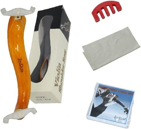 Adjustable Violin Shoulder Rest (Fits 4/4 & 3/4) - Professional Cushioned Support Set with Mute, Cloth, Strings | Includes Gift Box(JEUJT02) in Saudi Arabia