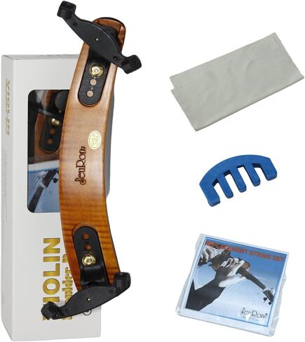 Adjustable Violin Shoulder Rest (Fits 4/4 & 3/4) - Professional Cushioned Support Set with Mute, Cloth, Strings | Includes Gift Box(JEUJT02) in Saudi Arabia