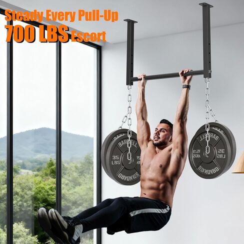 Ceiling Mounted Pull Up Bar, 700 LBS Heavy Duty 4 Adjustable Pull Up Bar, 24" Rafter Pull Up Bars, Ceiling Joist for Garage/Gym/Basement with Comfortable Grip & Round Anchors in Kuwait