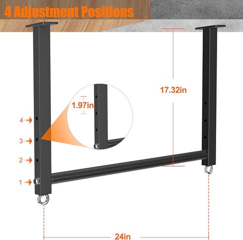 Ceiling Mounted Pull Up Bar, 700 LBS Heavy Duty 4 Adjustable Pull Up Bar, 24" Rafter Pull Up Bars, Ceiling Joist for Garage/Gym/Basement with Comfortable Grip & Round Anchors in Kuwait