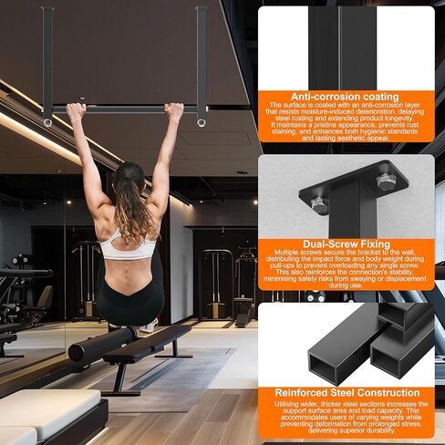 Ceiling Mounted Pull Up Bar, 700 LBS Heavy Duty 4 Adjustable Pull Up Bar, 24" Rafter Pull Up Bars, Ceiling Joist for Garage/Gym/Basement with Comfortable Grip & Round Anchors in Kuwait