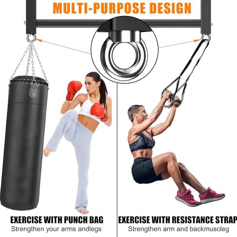 Ceiling Mounted Pull Up Bar, 700 LBS Heavy Duty 4 Adjustable Pull Up Bar, 24" Rafter Pull Up Bars, Ceiling Joist for Garage/Gym/Basement with Comfortable Grip & Round Anchors in Kuwait