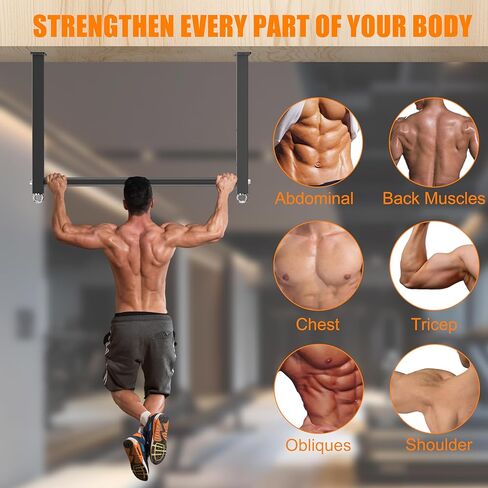Ceiling Mounted Pull Up Bar, 700 LBS Heavy Duty 4 Adjustable Pull Up Bar, 24" Rafter Pull Up Bars, Ceiling Joist for Garage/Gym/Basement with Comfortable Grip & Round Anchors in Kuwait