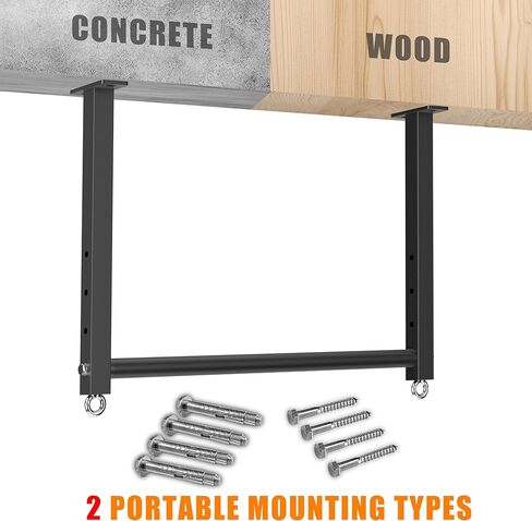 Ceiling Mounted Pull Up Bar, 700 LBS Heavy Duty 4 Adjustable Pull Up Bar, 24" Rafter Pull Up Bars, Ceiling Joist for Garage/Gym/Basement with Comfortable Grip & Round Anchors in Kuwait