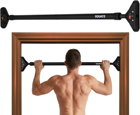 Squatz Doorway Pull Up Bar, Adjustable Door Frame Pull Up Bar with Level Meter, Locking Mechanism & Foam Grips, No Drill Chin Up Bar for Door Frame, Portable Design for Home Workouts in Saudi Arabia