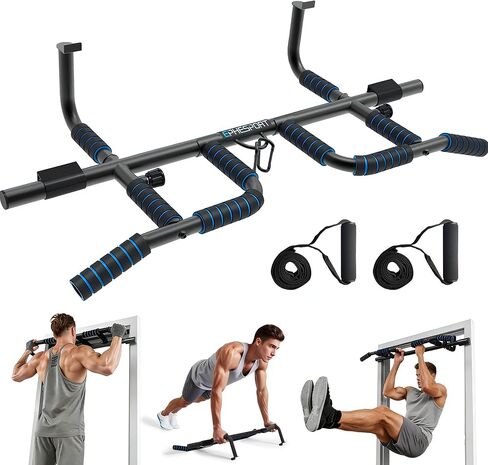 EPHESPORT 2026 شريط سحب متعدد الوظائف للمدخل - تصميم حاصل على براءة اختراع أمريكية، قابل للطي، بدون حفر أو انزلاق، شريط متعدد القبضة مع خطافات شريط مقاومة، سبائك فولاذية تجارية، وسادات PVC كبيرة، سعة 440 رطلاً in Kuwait