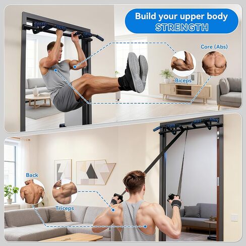 EPHESPORT 2026 شريط سحب متعدد الوظائف للمدخل - تصميم حاصل على براءة اختراع أمريكية، قابل للطي، بدون حفر أو انزلاق، شريط متعدد القبضة مع خطافات شريط مقاومة، سبائك فولاذية تجارية، وسادات PVC كبيرة، سعة 440 رطلاً in Kuwait