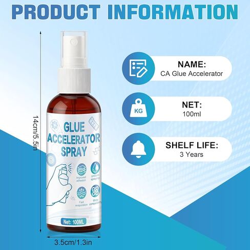 مسرع الغراء CA، منشط الغراء CA يحسن بشكل كبير الالتصاق والمتانة، تصميم رذاذ التبخر السريع متعدد الأغراض للبلاستيك والمطاط والمعادن والزجاج، 100 مل in Kuwait
