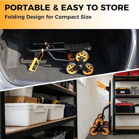 Stair Climbing Dolly - Heavy Duty Stairs Climber Hand Truck for Moving, 380LBS Capacity Folding Cart with 5.9" Triple Wheels, Adjustable Handle, Portable for Home Furniture Grocery Warehouse Office in Saudi Arabia