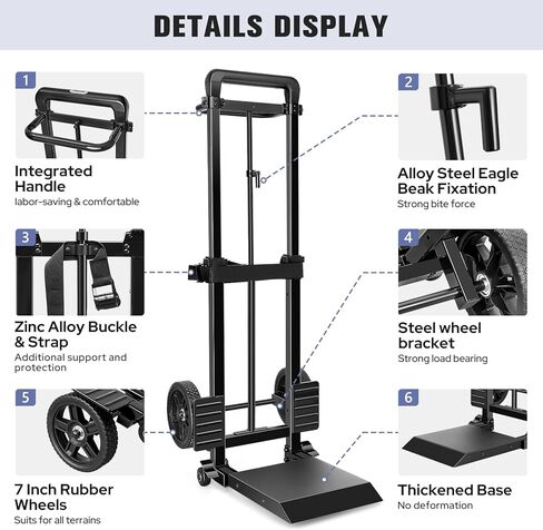 KEDSUM 55 Gallon Drum Dolly, Plant Dolly with Wheels, Heavy Duty Oil Drum Trolley with Adjustable Eagle Beak Fixation & Strap, Ideal for Oil Barrel & Plant Pots Use, Height 47.2 inch, Easy to Fold in Kuwait