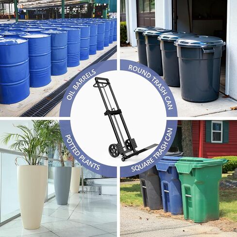 KEDSUM 55 Gallon Drum Dolly, Plant Dolly with Wheels, Heavy Duty Oil Drum Trolley with Adjustable Eagle Beak Fixation & Strap, Ideal for Oil Barrel & Plant Pots Use, Height 47.2 inch, Easy to Fold in Kuwait