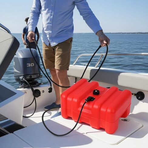 12 Gallon Boat Fuel Tank,Outboard Fuel Tank with Built-In Filter,I-Shaped Handle,Oil Level Indicator,Easy To Carry in Kuwait