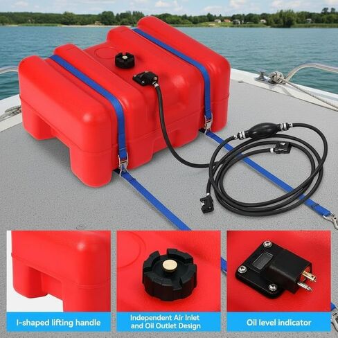 12 Gallon Boat Fuel Tank,Outboard Fuel Tank with Built-In Filter,I-Shaped Handle,Oil Level Indicator,Easy To Carry in Kuwait