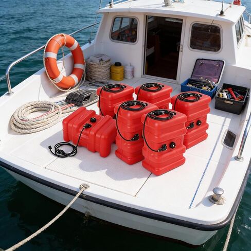 12 Gallon Boat Fuel Tank,Outboard Fuel Tank with Built-In Filter,I-Shaped Handle,Oil Level Indicator,Easy To Carry in Kuwait