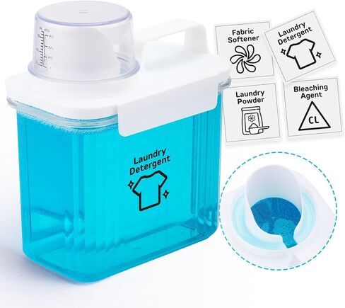 Laundry Detergent Dispenser-1 Pack, 51 oz Detergent Dispenser with 4 Removable Labels, Laundry Soap Dispenser for Laundry Room Organization and Storage, BPA Free & PET Plastic Clear in Saudi Arabia