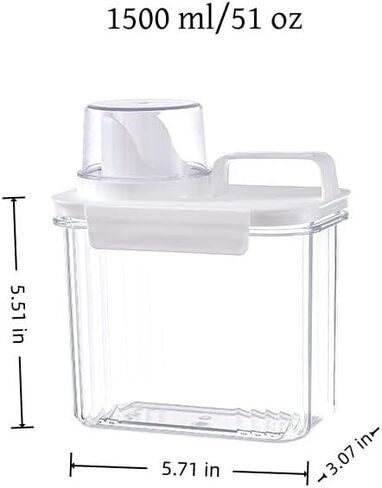 Laundry Detergent Dispenser-1 Pack, 51 oz Detergent Dispenser with 4 Removable Labels, Laundry Soap Dispenser for Laundry Room Organization and Storage, BPA Free & PET Plastic Clear in Saudi Arabia