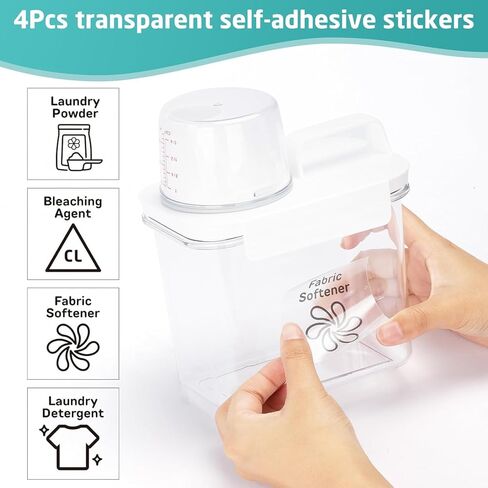 Laundry Detergent Dispenser-1 Pack, 51 oz Detergent Dispenser with 4 Removable Labels, Laundry Soap Dispenser for Laundry Room Organization and Storage, BPA Free & PET Plastic Clear in Saudi Arabia