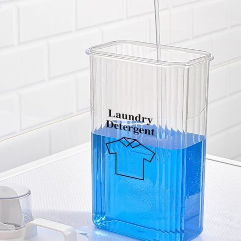 Laundry Detergent Dispenser-1 Pack, 51 oz Detergent Dispenser with 4 Removable Labels, Laundry Soap Dispenser for Laundry Room Organization and Storage, BPA Free & PET Plastic Clear in Saudi Arabia
