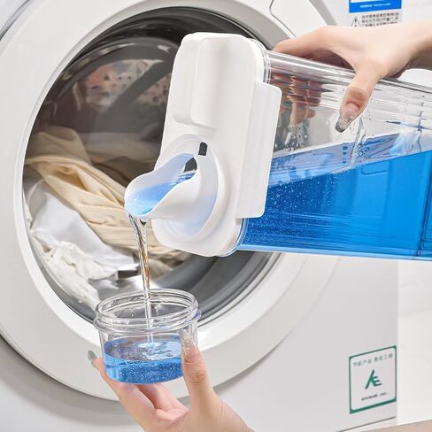 Laundry Detergent Dispenser-1 Pack, 51 oz Detergent Dispenser with 4 Removable Labels, Laundry Soap Dispenser for Laundry Room Organization and Storage, BPA Free & PET Plastic Clear in Saudi Arabia