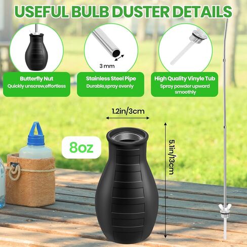 منفضة مسحوق غبار الزجاجة مع أنبوب معدني طويل قابل للتمديد 9 بوصة - 22.5 بوصة 8 أوقية موزع قضيب مسحوق للاستخدام المنزلي الداخلي in Kuwait