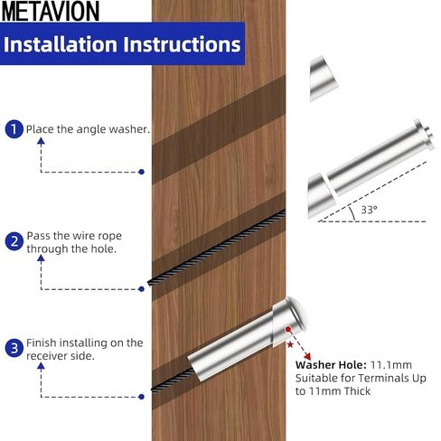 10 Pack 7/16" ID Angle Beveled Washer-T316 Stainless Steel, 25-35 Degree, for 1/8"-3/8" Cable Railing Hardware (Stair/Cable Railing Angle Washer), Fits Wood/Metal Posts in Kuwait
