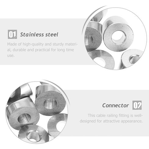 Garneck 10pcs Stainless Steel Angle Beveled Washers Cable Railing Kit for Deck Stair Railings Wire Washers Suitable for Indoor Outdoor in Kuwait