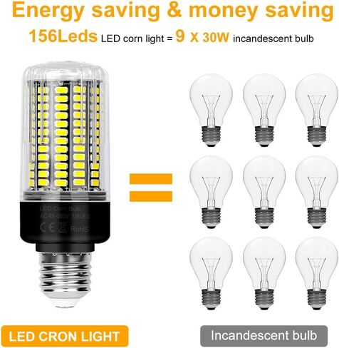 LED Corn Light Bulb,3520 Lumen,6000K Daylight,E26/E27 Base Bulbs,85-265V Non-Dimmable Super Bright for Indoor Home Garage 156Leds Corn Lighting in Saudi Arabia