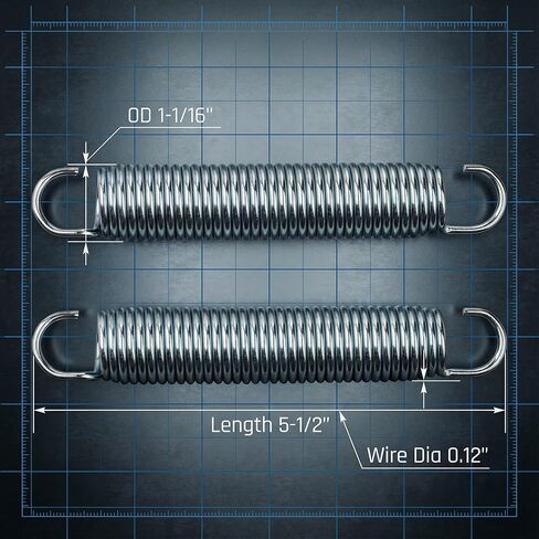 5-1/2 Inch 9625 Mechanical Extension Springs with Hook Ends, Rocking Horse Springs, Rocking Horse Spring Loaded, for Appliances, Automotive, Marine Vessels, Toys, Tools, Machinery, 2 Pack in Kuwait