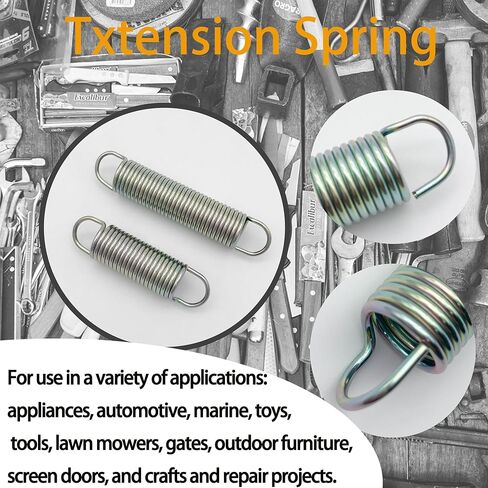 Extension Spring 0.072 GA x 5/8 in. x 2-1/2in & 3-1/4 in for SP 9618 9610 685447 Zinc-Plated Finish Made of Spring Steel Construction Single Loop Open 4 Pack in Saudi Arabia
