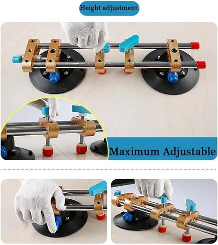 Adjustable Suction Cups, Heavy Duty Dual Vacuum Suction Cup Glass Lifter with Curved Pads, Strength Handheld Stone Handling Tool, Right Angle,Plane in Saudi Arabia