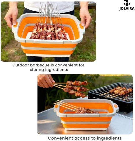 Collapsible BBQ Prep Tub with Lid – 8L Multifunctional Food & Meat Prep Basin for Vegetables, Fruits, Washing, Storage and Outdoor Cooking in Saudi Arabia