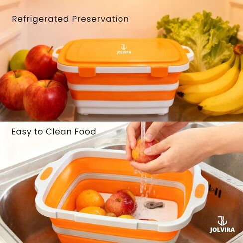 Collapsible BBQ Prep Tub with Lid – 8L Multifunctional Food & Meat Prep Basin for Vegetables, Fruits, Washing, Storage and Outdoor Cooking in Saudi Arabia