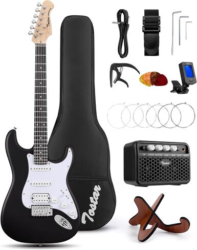 Tostar Electric Guitar Kit with Amp, 39" Full Size, Versatile Sound, 5-Way HSS Pickup Switch, 2 Tone & 1 Volume Knobs, Red Beginner Electronicc Guitar for Man & Woman Gifts in Saudi Arabia