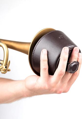 كتم صوت بوق البوق بمقبض. كتم صوت للتمرين خفيف الوزن. المرفق المغناطيسي. جلد صناعي. ملحق البوق (رمادي) in Kuwait