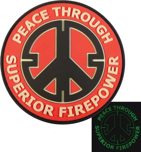 Peace Through Superior Firepower Glow Dark GITD Crosshair Morale Tactical PVC Rubber 3D Hook Patch in Kuwait