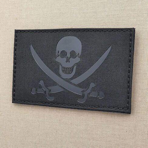 Infrared Jolly Roger Large 3x5 IR Calico Jack Morale Tactical Patch (Blackout Subdued) in Kuwait