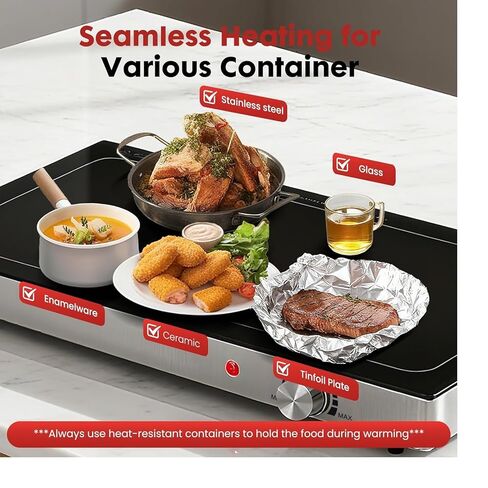 صينية تسخين كهربائية من OLIXIS مقاس 25 بوصة × 15 بوصة، سخان طعام بسطح زجاجي كامل مع تحكم في درجة الحرارة قابل للتعديل، حصيرة تسخين الطعام للبوفيه، والسبت، وحفلات العطلات، وتناول الطعام اليومي، أسود in Kuwait