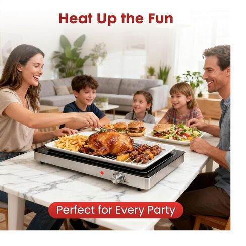 صينية تسخين كهربائية من OLIXIS مقاس 25 بوصة × 15 بوصة، سخان طعام بسطح زجاجي كامل مع تحكم في درجة الحرارة قابل للتعديل، حصيرة تسخين الطعام للبوفيه، والسبت، وحفلات العطلات، وتناول الطعام اليومي، أسود in Kuwait