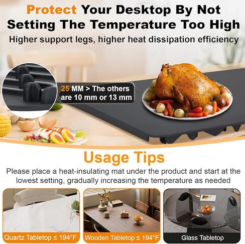Warming Mat for Food, (XXXL 47"x15") Electric Food Warming Mat Tray, 450W Rapid Full Heating in 8s, 7 Adjustable Temp Settings & 1-8H Timer, Food Warmer Mat for Home, Buffets, Parties in Saudi Arabia