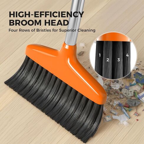 مكنسة يدوية، مكانس داخلية/خارجية، مكنسة مطبخ واجبة، للمنزل، المرآب، المطبخ، المكتب، الفناء، الفناء، الفناء، الخرسانة (1، برتقالي) in Kuwait